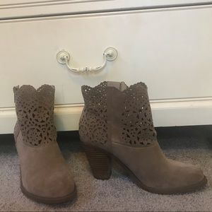 Suede booties with cute detail
